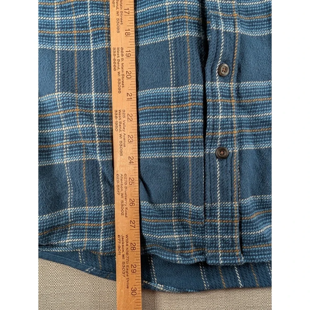 Orvis Mens Blue Plaid Flannel Shirt Jacket Fleece Lined Collar XL Cotton Shacket